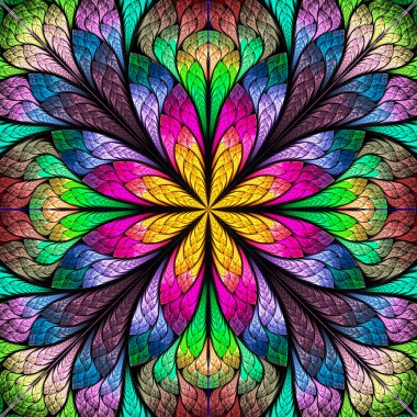 Çok renkli çiçek desen vitray pencere stili. Sen c