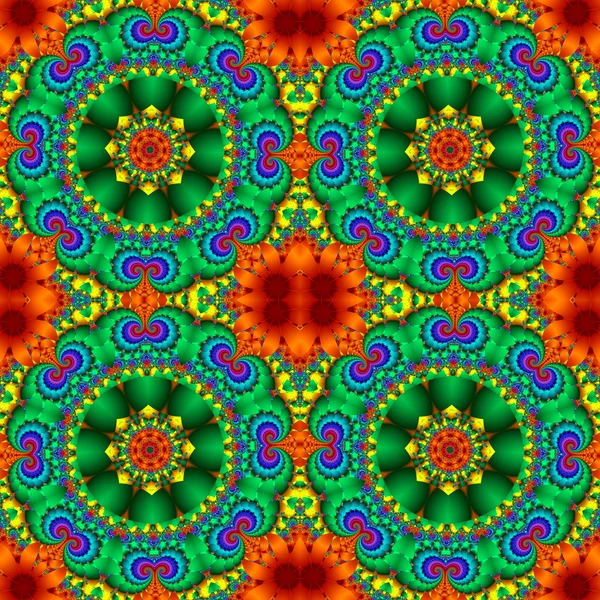 Kleurrijke abstracte naadloze patroon met florale cirkel sieraad. — Stockfoto