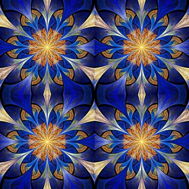 Vitray pencere stili güzel sorunsuz çiçek deseni.