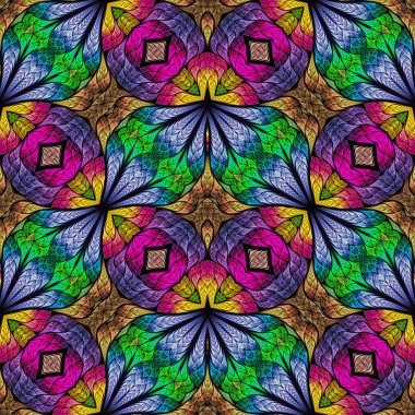 Vitray pencere stili çok renkli çiçek desenli. Sen c