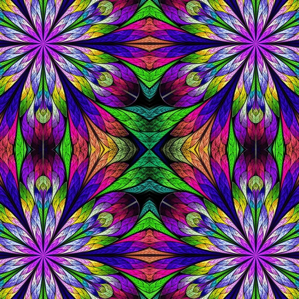 Multicolored floral pattern in stained-glass window style. You c — Stock Photo, Image