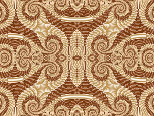 Patrón simétrico de fractal espiral. Paleta beige y marrón —  Fotos de Stock