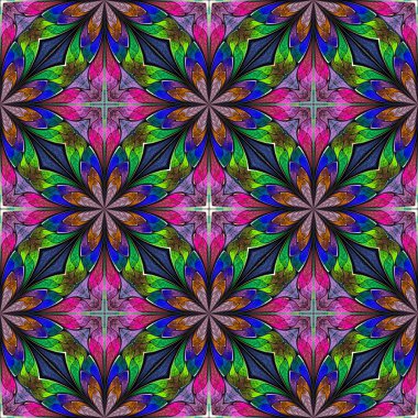 Vitray pencere stili çok renkli çiçek desenli. Sen c