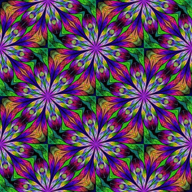 Vitray pencere stili çok renkli çiçek desenli. Sen c