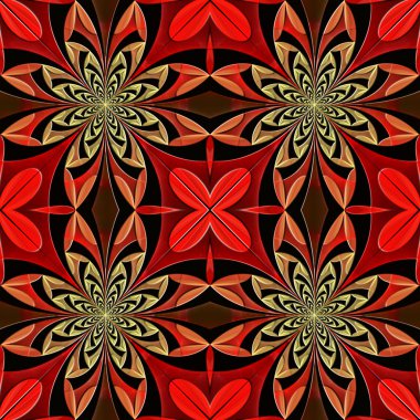 Kabarık efektli yaprakların Dikişsiz simetrik desen.