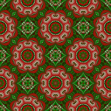 Noel seamless modeli. Yeşil, kırmızı ve beyaz renkler. Şunları yapabilirsiniz