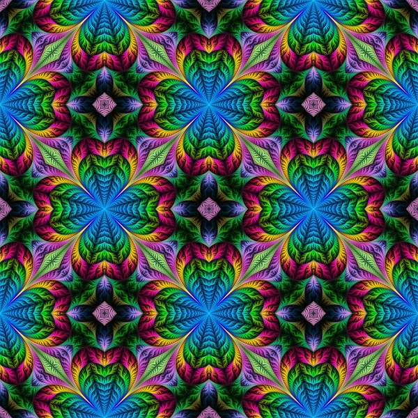 Hermoso patrón de flores sin costura en diseño fractal. Obras de arte para — Foto de Stock