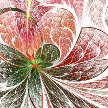 Asimetrik fraktal çiçek vitray pencere stili. Sen c