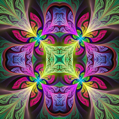 Çok renkli çiçek desen vitray pencere stili. Sen c