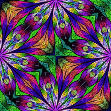 Vitray pencere stili çok renkli çiçek desenli. Sen c