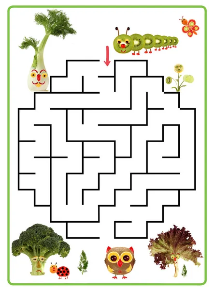 Rolig labyrint spel för förskolebarn. — Stockfoto