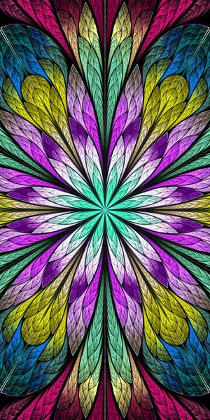 Multicolored flower pattern in stained-glass window style. You c — Stock Photo, Image
