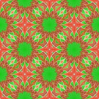 Vitray pencere stili güzel sorunsuz çiçek deseni.