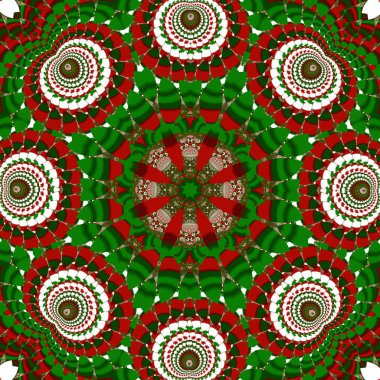 Noel arka plan daire süsleme ile. Yeşil, kırmızı ve beyaz 