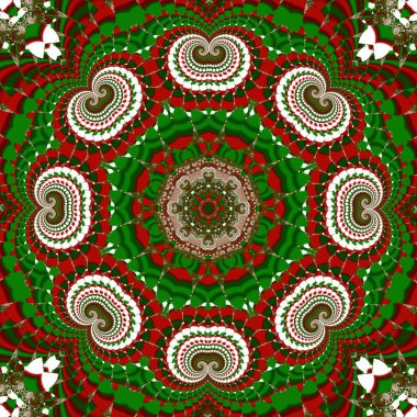 Noel arka plan daire süsleme ile. Yeşil, kırmızı ve beyaz 