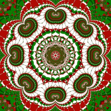 Noel arka plan daire süsleme ile. Yeşil, kırmızı ve beyaz 