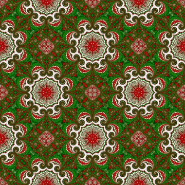 Noel seamless modeli. Yeşil, kırmızı ve beyaz renkler. Şunları yapabilirsiniz