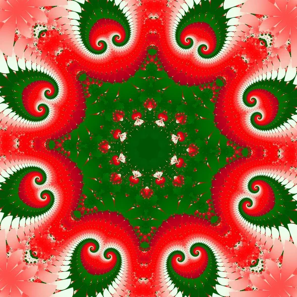 Christmas background with circle ornament. Green, red and white — Stock Photo, Image