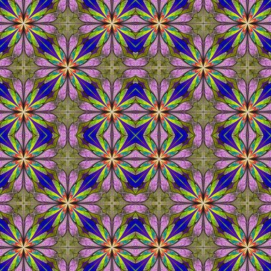 Vitray pencere stili çok renkli çiçek desenli. Sen c