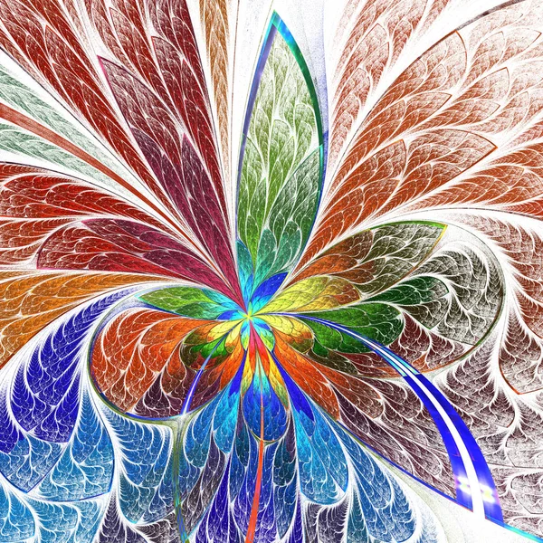 Asymmetrical fractal flower in stained-glass window style. You c — Stock Photo, Image