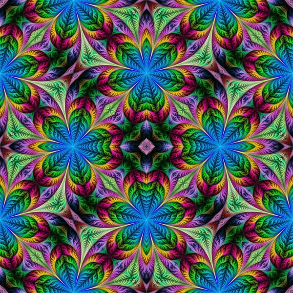 Hermoso patrón de flores sin costura en diseño fractal. Obras de arte para —  Fotos de Stock