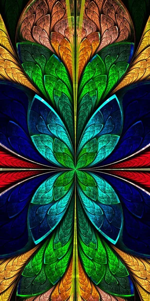 Beautiful fractal pattern in stained-glass window style. You can — Stockfoto
