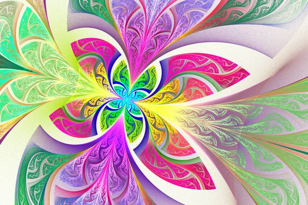 Multicolored Fractal flower or butterfly background in stained-g — Stock Photo, Image