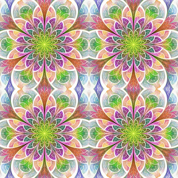 Різнокольоровий безшовний квітковий візерунок у вітражному стилі — стокове фото