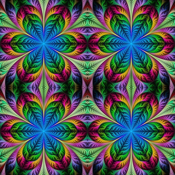 Hermoso patrón de flores sin costura en diseño fractal. Obras de arte para —  Fotos de Stock