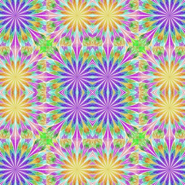 Vitray pencere stili çok renkli çiçek desenli. Sen c