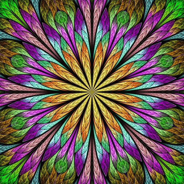 Flor fractal multicolorida no estilo vitral. Tu não... — Fotografia de Stock