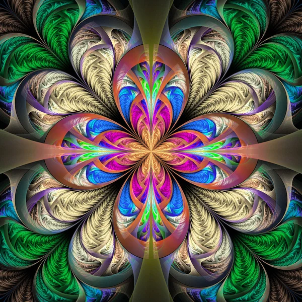Beautiful multicolored fractal flower. Collection - frosty patte — Stock Photo, Image