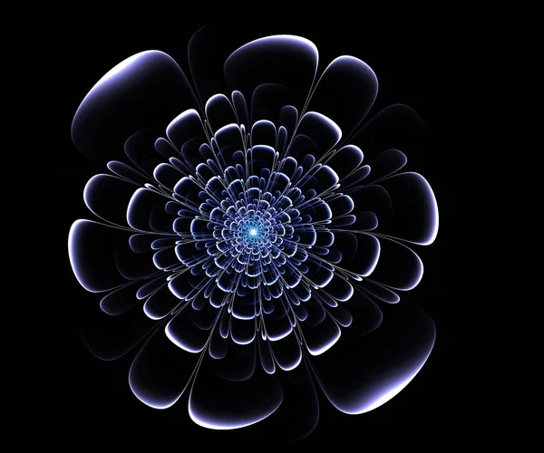 Fractal blue flower on black background. Computer generated grap — Stock Photo, Image