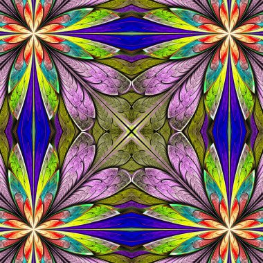 Vitray pencere stili çok renkli çiçek desenli. Sen c