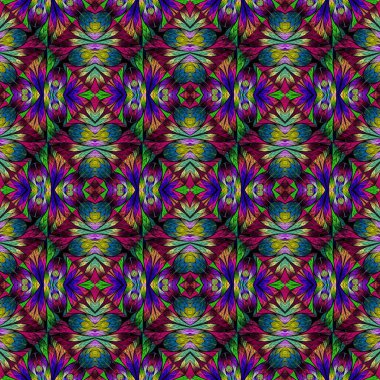 Vitray pencere stili çok renkli çiçek desenli. Sen c