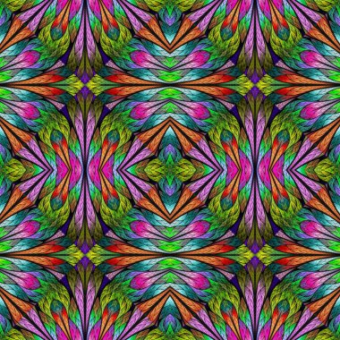 Vitray pencere stili çok renkli çiçek desenli. Sen c