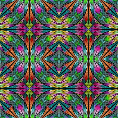 Vitray pencere stili çok renkli çiçek desenli. Sen c