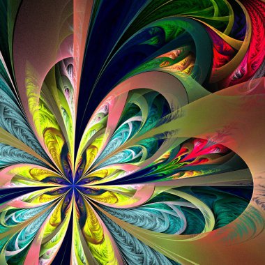 Güzel renkli fraktal çiçek. Koleksiyon - soğuk esen