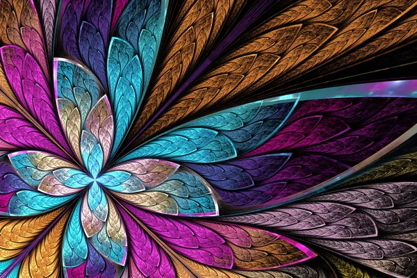 Güzel fraktal çiçek ya da kelebek vitray pencere St