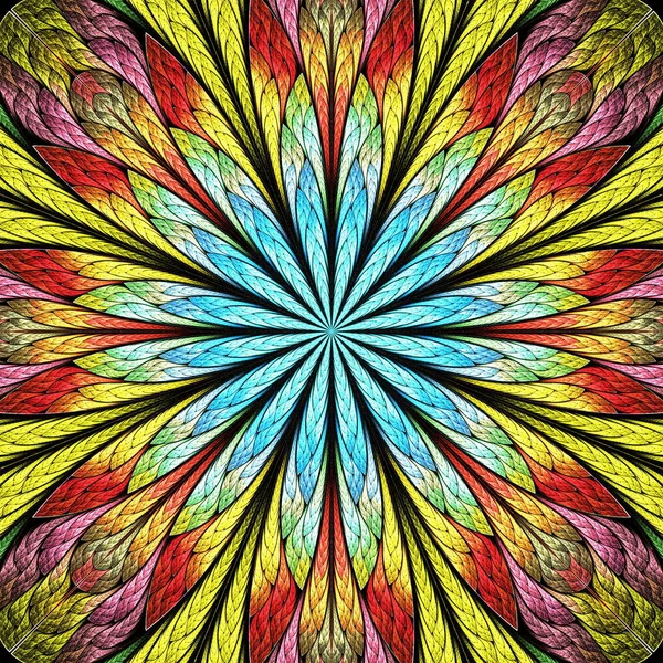 Flor fractal multicolor en estilo vitral. Usted c — Foto de Stock