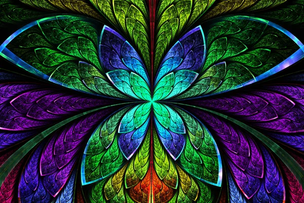 Veelkleurige symmetrische fractale patroon als bloem of vlinder — Stockfoto