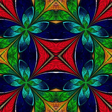 Vitray pencere stili güzel sorunsuz çiçek deseni.