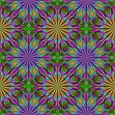 Vitray pencere stili çok renkli çiçek desenli. Sen c