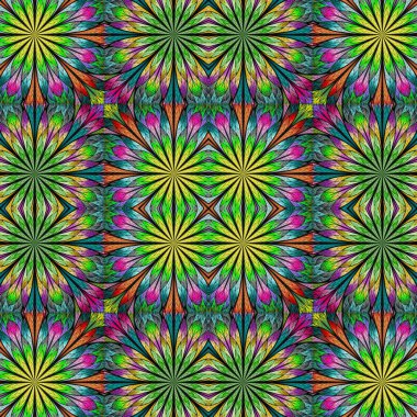 Vitray pencere stili çok renkli çiçek desenli. Sen c