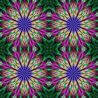 Vitray pencere stili çok renkli çiçek desenli. Sen c