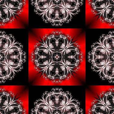 Çiçek daire ve kare süsleme ile iki tonlu seamless modeli