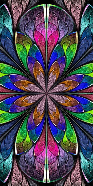 Multicolor Hermoso patrón fractal en vidrieras s —  Fotos de Stock