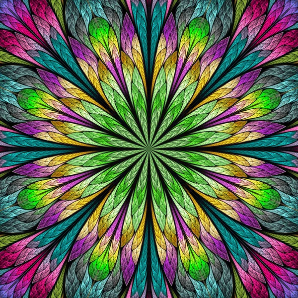 Multicolored fractal flower in stained glass window style. You c — Stock Photo, Image