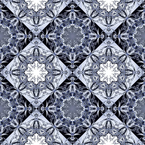 To-tone sømløse mønster med blomstercirkel og firkantede ornament - Stock-foto
