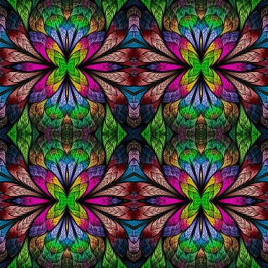 Vitray pencere stili çok renkli çiçek desenli. Sen c